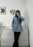 顏域藍色收腰風(fēng)衣女2025新款秋季通勤氣質(zhì)女士高級感復古獨特外套 藍色 M 曬單實(shí)拍圖