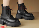 ZHR馬丁靴女經(jīng)典厚底增高短靴子女復古圓頭東北厚絨女靴JF95B黑色38 曬單實(shí)拍圖