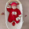 G.DUCKKIDS小黃鴨滿(mǎn)月嬰兒衣服春秋新生兒連體衣中國風(fēng)百天男女寶寶周歲禮服 紅色金鎖禮服+掛件 66cm 66碼0-3月建議寶寶4-6公斤 曬單實(shí)拍圖