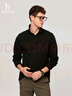 哈吉斯（HAZZYS）男裝翻領(lǐng)上衣休閑通勤純色長(cháng)袖ABTZE0BCF01 黑色BK 190/108A54 曬單實(shí)拍圖
