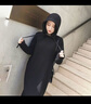 直筒連帽長(zhǎng)款毛衣裙女秋冬季寬松韓版保暖打底衫套頭針織連衣裙 黑色 均碼 （125斤以下） 曬單實(shí)拍圖