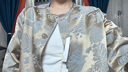 鷺青一原創(chuàng)【賦藍歸】新中式提花外套女春秋休閑闊腿褲國風套裝 花色外套 M （外套拍照穿） 曬單實拍圖