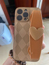 博巴特 奢華大氣獅子手腕帶支架適用iphone蘋(píng)果手機殼可背帶斜挎掛繩 棕色素皮 愛(ài)心腕帶＋掛繩 iPhone14Promax 曬單實(shí)拍圖