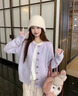 斐特瑪軟糯圓領(lǐng)毛衣外套女2025春秋新款慵懶溫柔風(fēng)針織開(kāi)衫短款上衣女裝 紫色 M (160) 【適合95-115斤】 曬單實(shí)拍圖