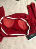 MsShe【全棉】大碼女裝2025秋裝胖mm蕾絲拼接免穿文胸家居服套裝 中國紅色現貨 4XL 曬單實(shí)拍圖