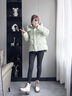 Teenie Weenie小熊女裝簡(jiǎn)約羽絨服2025冬季新款可拆卸連帽泡芙外套 淺綠色 S 曬單實(shí)拍圖