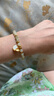 中國黃金（CHINA GOLD）三生有杏黃金手鏈女足金和田玉手串七夕情人節禮物送女友老婆生日 足金雙杏葉白貝手串-和田玉-京速達 曬單實(shí)拍圖