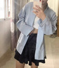 京多夢(mèng)大碼慵懶寬松防曬襯衫女2025新款開(kāi)衫時(shí)尚長(cháng)袖襯衫百搭外套上衣 淺藍色 S 淺藍色(80-100斤） 曬單實(shí)拍圖