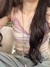 爾山集吊帶帶胸墊背心女內(nèi)搭外穿2025夏新款辣妹蕾絲紫色條紋無袖上衣女 紫色條紋假兩件蕾絲吊帶 均碼 曬單實拍圖