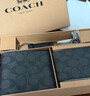 蔻馳（COACH）【品牌直供】男士短款錢包卡夾鑰匙扣禮盒灰黑色CW344 曬單實(shí)拍圖