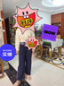 英氏（YEEHOO）兒童套裝女童上下裝秋季時(shí)尚淑女學(xué)院風(fēng)衣服秋裝新款洋氣中大童裝 法式學(xué)院花邊 米白+深藍 165 曬單實(shí)拍圖