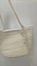 沐霓編織草編包2026夏季新款通勤大容量條紋單間百搭時(shí)尚沙灘包包女士 沙灘草編托特包白色+絲帶31*4*24 曬單實(shí)拍圖