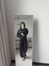森馬（Semir）休閑褲女純棉打褶闊腿褲腰帶秋復古磨毛長(cháng)褲顯腿長(cháng)101524127005A 曬單實(shí)拍圖