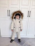 G.DUCKKIDS兒童羽絨服套裝冬裝新款男女童加厚嬰幼兒背帶褲兩件套1-5歲 米白色 90 cm 曬單實(shí)拍圖