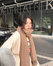 颯望圍巾女秋冬季2025新款韓版純色圍巾披肩兩用加厚防寒保暖羊絨圍巾 駝色  溫暖靜謐 曬單實(shí)拍圖