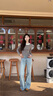 美麗衣櫥（BEAUTIFUL WARDROBE）淺色復古寬松百搭微喇牛仔褲女春季休閑喇叭褲小個(gè)子拖地長(cháng)褲子女 曬單實(shí)拍圖