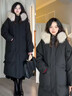 溫格芳 羽絨棉服女中長(cháng)款2025冬季新款韓系加厚棉衣外套大毛領(lǐng)過(guò)膝棉襖 黑色 M 曬單實(shí)拍圖