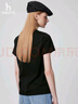 HAZZYS哈吉斯女裝 2025夏季新款女士多色圓領(lǐng)休閑短袖T恤女ASTSE0CBE51 黑色BK M (160/84A 38) 曬單實拍圖