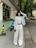 俞兆林藍(lán)色針織開(kāi)衫外套女春秋季2025新款慵懶風(fēng)高級(jí)感毛衣短款長(zhǎng)袖上衣 天藍(lán)色 【軟糯親膚】 均碼 【合適80-140斤】 曬單實(shí)拍圖