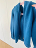 Basic House/百家好連帽雙拉鏈毛衣春季洋氣純色寬松插肩開(kāi)衫外套 藍色 L 曬單實(shí)拍圖