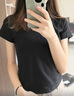 棉的美學(xué)正肩短袖t恤女夏2025新款純色修身顯瘦百搭打底上衣 「自帶小腰線(xiàn)」月夜黑 XL 「推薦115-125斤」 曬單實(shí)拍圖