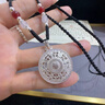 藍鉑麗足銀999八寶羅盤(pán)吊墜女復古情侶轉運銀羅盤(pán)吊墜項鏈編繩毛衣鏈女 8g羅盤(pán)+轉運珠黑繩 曬單實(shí)拍圖
