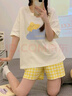 浪莎純棉睡衣女夏季薄款可愛(ài)少女全棉短袖短褲2025新可外穿女士家居服 曬單實(shí)拍圖