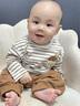 幼歌（YOUGE）嬰幼兒秋季新款萌趣柔軟長(zhǎng)袖T恤寶寶純棉元?dú)獯虻咨莱笨ㄆ錀l紋(66-90肩開扣)73 cm 曬單實(shí)拍圖