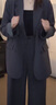 羅蒙韓系時(shí)尚純色西裝套裝女2025春秋新款復古雙排扣西裝闊腿褲兩件套 灰色 M （105-120斤） 曬單實(shí)拍圖