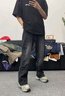 頂峰保羅（Dingfengbaoluo）美式牛仔褲男秋季高街直筒寬松潮牌男生闊腿長(cháng)褲DFS05黑灰M 曬單實(shí)拍圖