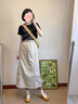 茯見(jiàn)美式復古工裝半身裙女新款休閑女裝高腰開(kāi)叉半身裙中長(cháng)款a字裙子 灰白色 L 曬單實(shí)拍圖
