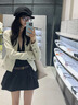 AAISUP美式復古翻領(lǐng)古早長(cháng)袖外套女2025年秋季新款百搭顯瘦短款修身夾克 米白色 S 曬單實(shí)拍圖