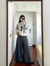 妍莉芬（yanlifen）新中式富家千金穿搭衣服休閑套裝女裝2025年秋季新款國風外套褲子 灰色外套+褲子套裝 L 【建議100-120斤】 曬單實拍圖
