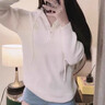 翊尚美連帽針織衫女秋冬季新款外套寬松打底毛衣女長袖小個(gè)子秋裝打底衫 米白色 均碼 【推薦80-140斤】 曬單實(shí)拍圖