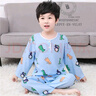童裝夏天兒童棉綢睡衣寶寶中大童家居服長(cháng)袖長(cháng)褲空調服薄綿綢套裝 雙長(cháng)變色龍 70號建議穿100cm 曬單實(shí)拍圖
