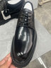 法凱馳男鞋新品男士商務(wù)正裝皮鞋頭層牛皮柔軟舒適德比鞋鱷魚紋潮鞋 棕色 【頭層牛皮】 40 【皮鞋尺碼】 曬單實(shí)拍圖