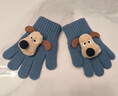 CEENIU兒童手套冬季戶(hù)外防寒分指五指套卡通可愛(ài)男女童保暖針織毛線(xiàn)手套 藍色 小狗手套 3-7歲 曬單實(shí)拍圖