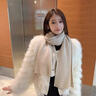 恒源祥圍巾冬季毛線(xiàn)針織純色情侶韓系小版加厚保暖學(xué)生圍脖百搭新款短款 鐵標米白色 曬單實(shí)拍圖