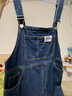 唐獅牛仔背帶裙女秋冬新款韓版寬松直筒裙中長款 牛仔藍(lán) M 曬單實拍圖