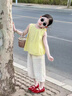 G.duck小黃鴨童裝兒童套裝女童夏季背心衣服小女孩夏日超好看洋氣兩件套 黃色套裝 90 (升級款) 曬單實(shí)拍圖