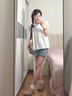 莜仙格飛飛袖上衣小個子娃娃衫短袖襯衫女春夏復(fù)古顯瘦別致荷葉邊無袖衫 白色 S 建議 :75-90斤 曬單實(shí)拍圖