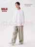 無(wú)印良品（MUJI）女式 麻 寬版褲  褲子女款早秋款寬松休閑褲 女裝 長(cháng)褲 BE1SKC4A 淡黃色 XL （165/74A） 曬單實(shí)拍圖