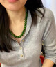 京鑒新疆和田玉碧玉項鏈女款菠菜綠玉石珠子圓珠玉鏈頸飾鎖骨鏈附證書(shū) 8mm碧玉項鏈 曬單實(shí)拍圖
