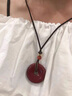 FZOG天然朱砂吊墜平安扣項鏈男女款紫金砂晶體砂掛件護身符生日禮物 【平安扣大號】適合男生 曬單實(shí)拍圖