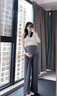 LEOEZYA孕婦褲加長(zhǎng)版高個(gè)子大尺碼孕婦褲夏季薄款外穿2025新款闊腿褲春夏 2049#西裝闊腿褲-夏款-加長(zhǎng)版-深 L_建議體重100-125斤 曬單實(shí)拍圖