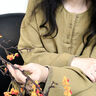 朵朵·可可茶之森林 雙層條紋提花 防風(fēng)小立領(lǐng)茶服 純棉家居服套裝  軍綠 M (160) 曬單實(shí)拍圖