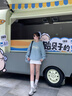 MMLG圓領(lǐng)衛衣女2025秋季新款華夫格肌理格紋韓版膠印logo短版上衣外套 淺霧藍 S 曬單實(shí)拍圖