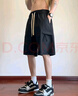 Wassup Sohot短褲男夏季冰絲涼感工裝褲男潮流休閑五分褲 黑色 3XL 曬單實(shí)拍圖