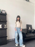 女童直筒牛仔褲秋季2025新款兒童褲子秋裝女孩大童初中生闊腿褲潮 藍色【升級版-加絨加厚款】 150 曬單實(shí)拍圖