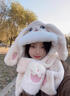 恒源祥雷鋒帽女冬季溫暖可愛(ài)毛絨帽子圍巾手套連體冬季加厚圍巾 白色 不限頭圍 曬單實(shí)拍圖